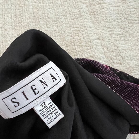 NWT Siena Metallic Stripe Cocktail Long Sleeve Dress 12 - Picture 2 of 14